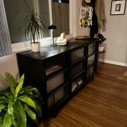 Metal Sideboard with Reeded Glass Front
