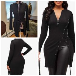 Sexy Small Black Sweater Tunic 