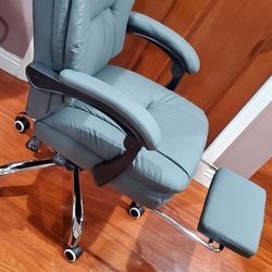 Grey Ergonomic Leather Office Chair 