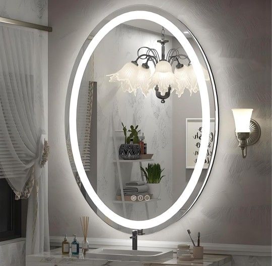 48x36 Oval LED Bathroom Mirror, Lighted Vanity Mirror for Wall, Anti-Fog, Shatter-Proof, Dimmable