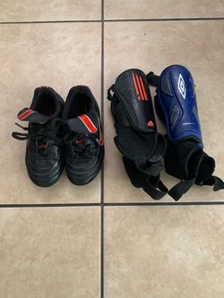 Soccer cleats and shin guards
