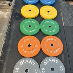 260lb Olympic Colored Bumper Plate Set Weights 