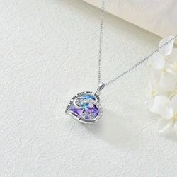 Lovely Silver Tone Multi Colored Mom & Daughter Message Card Necklace 