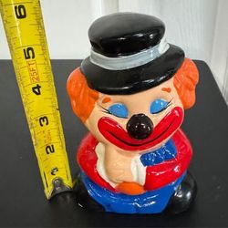 Vintage Clown Bank Chalkware Hand Painted with Stopper just $5 