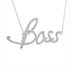 14 Kt White Gold 17 Inch Chain With Crystal Bling