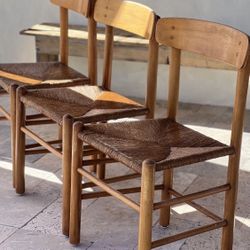 Teak And Cane Chairs 