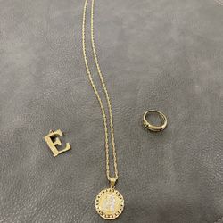 Solid Rope Necklace- Diamond Ring - And Extra Pendant 