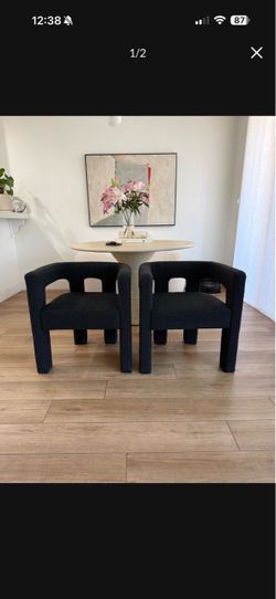 Set of 2 Black Boucle Accent Chairs