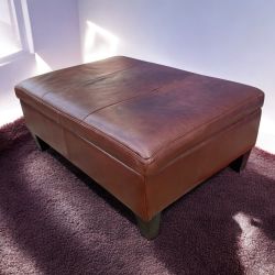 Large Brown Leather Storage Ottoman from Jerome's