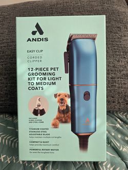 ANDIS EASY CLIP 12 PIECE CORDED CLIPPER SET LIGHT 2 MED COATS NEW