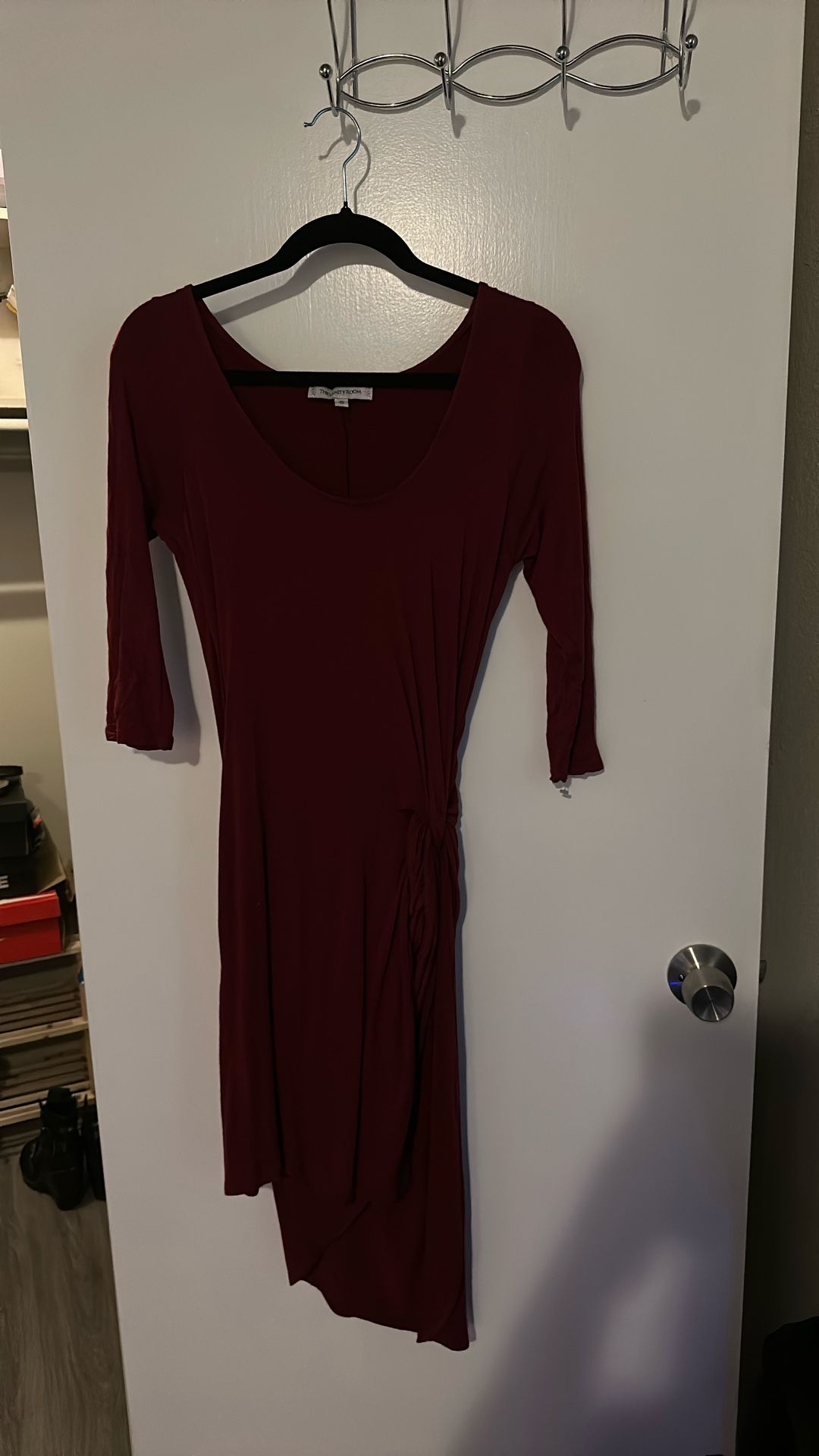 VANESSA BRUNO ATHÉ, Women’s Long Sleeved knit Dress, Maroon Or Burgundy, Small