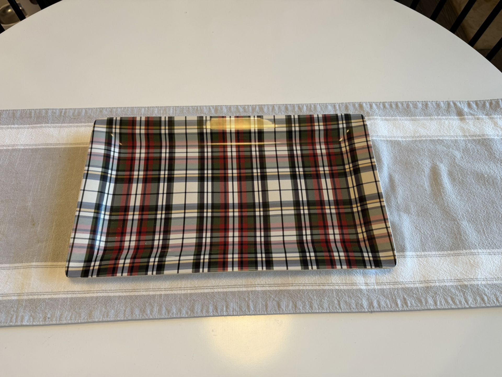NWOB Rare Pottery Barn Denver Plaid Rectangular Serving Tray, Never Used