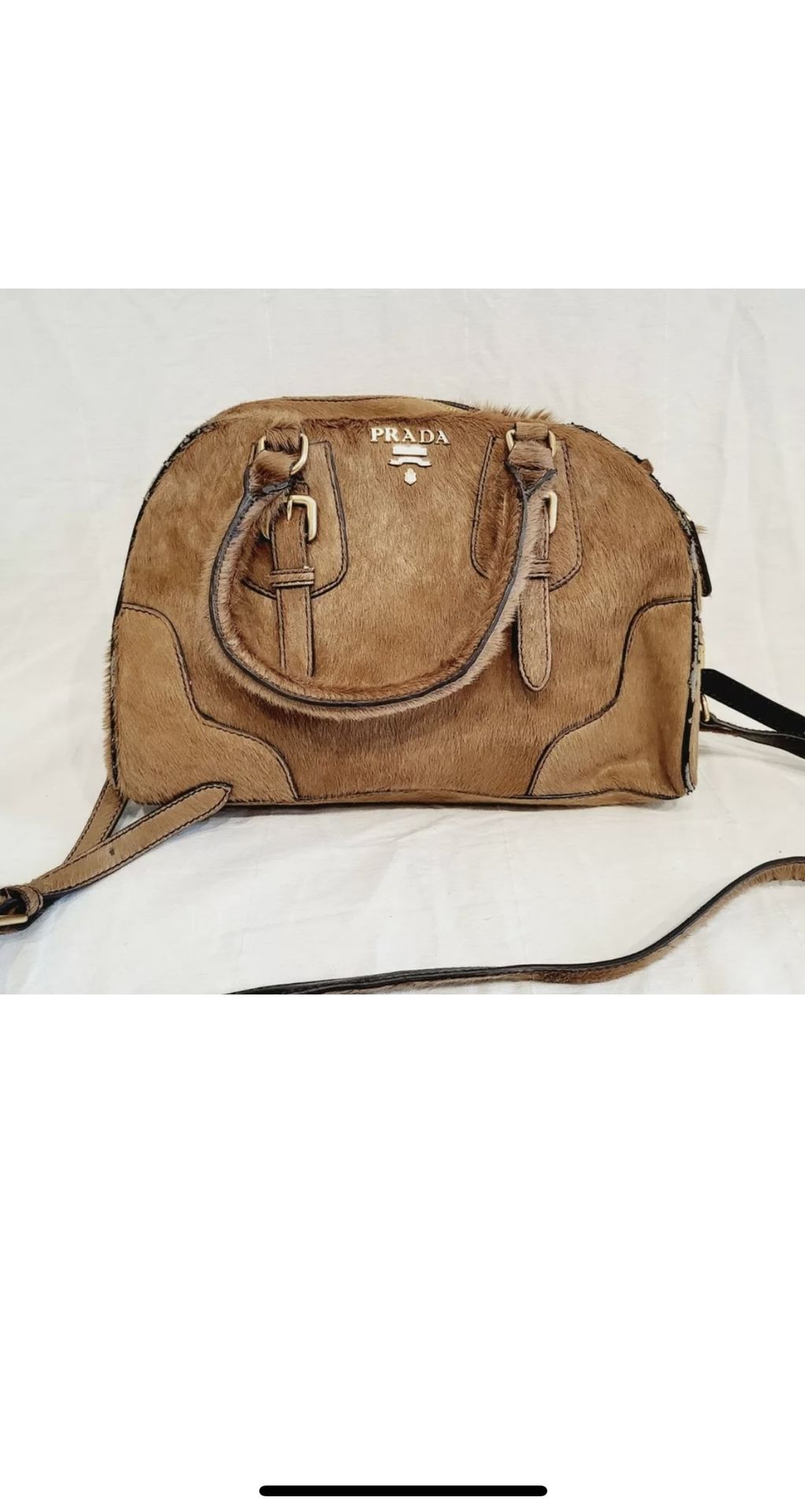 Rare Vintage Authentic Prada | Pony Hair Shoulder Bag | Brown 