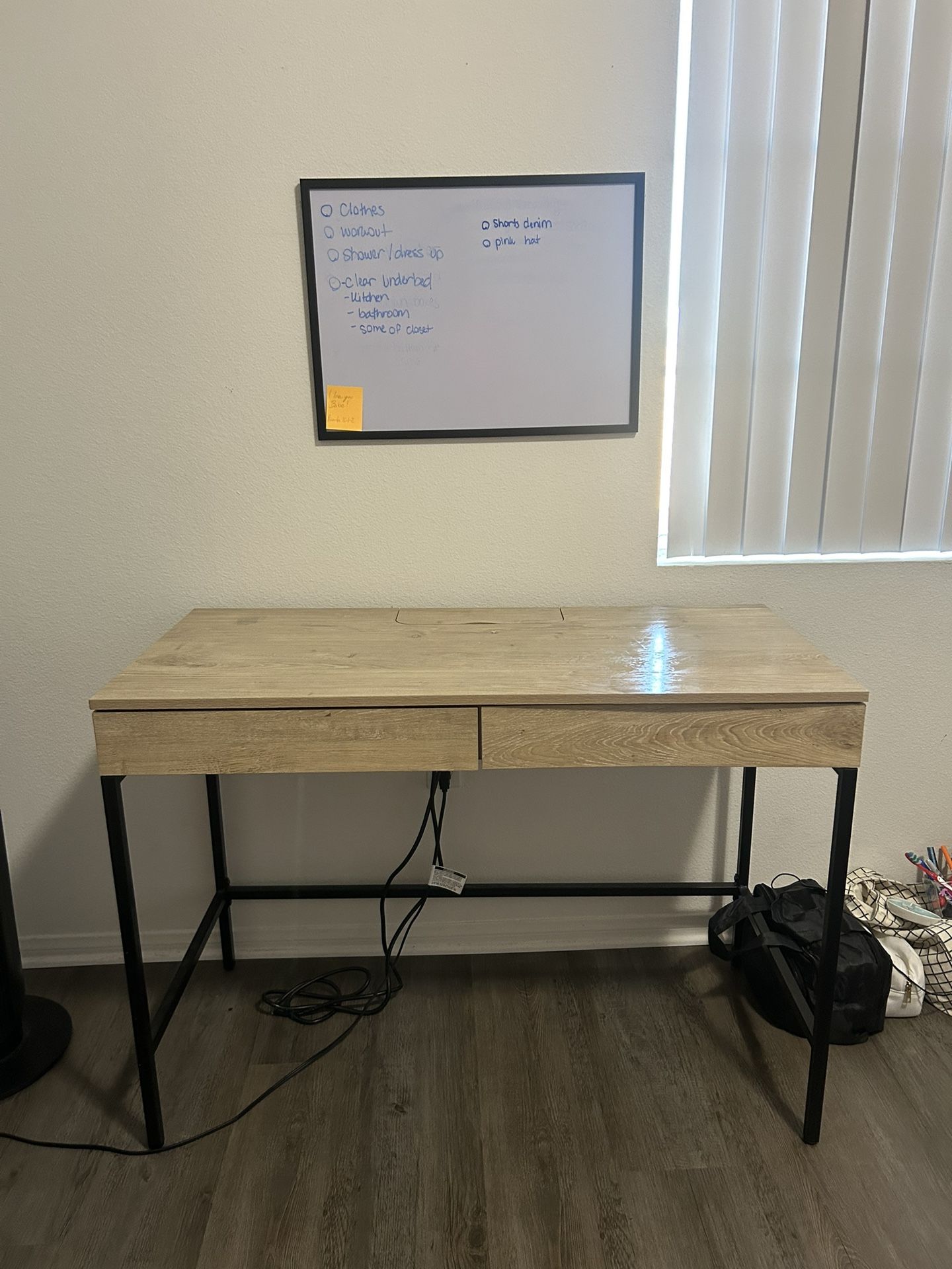 Desk With Power Outlet And Storage Drawers