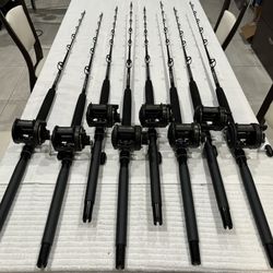 Shimano TLD 25 on 20-40lb Trolling Rods with roller tips