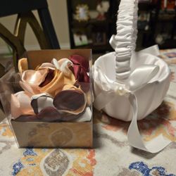 Flower Girl Basket And Flowers