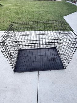 Large 2-Door Metal Wire Dog Crate with Tray – 40"L x 27"W x 29"H