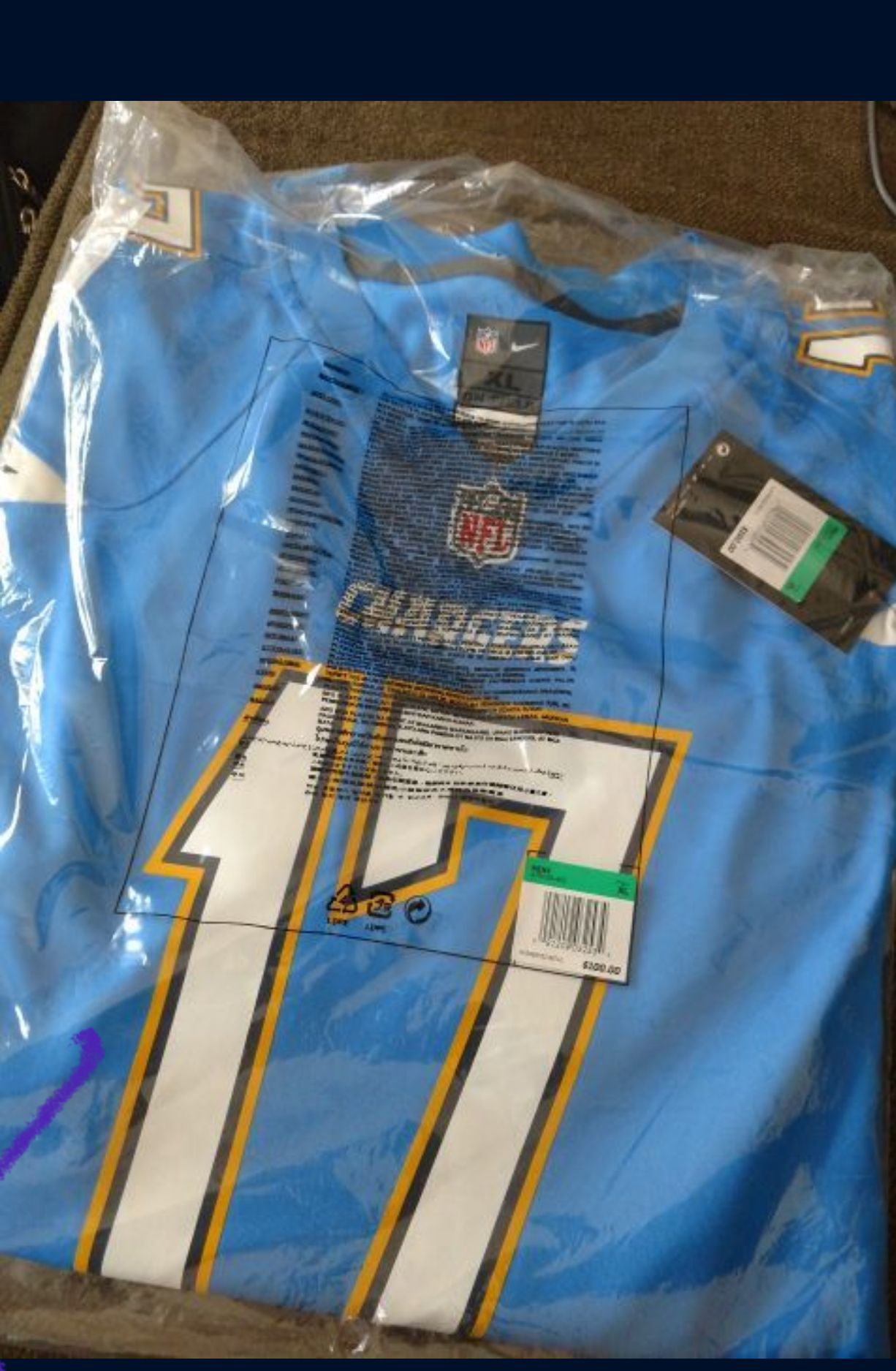 LA Chargers Rivers Nike authentic jersey size XL msns