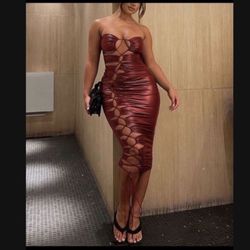 Red Strapless Bodycon Dress