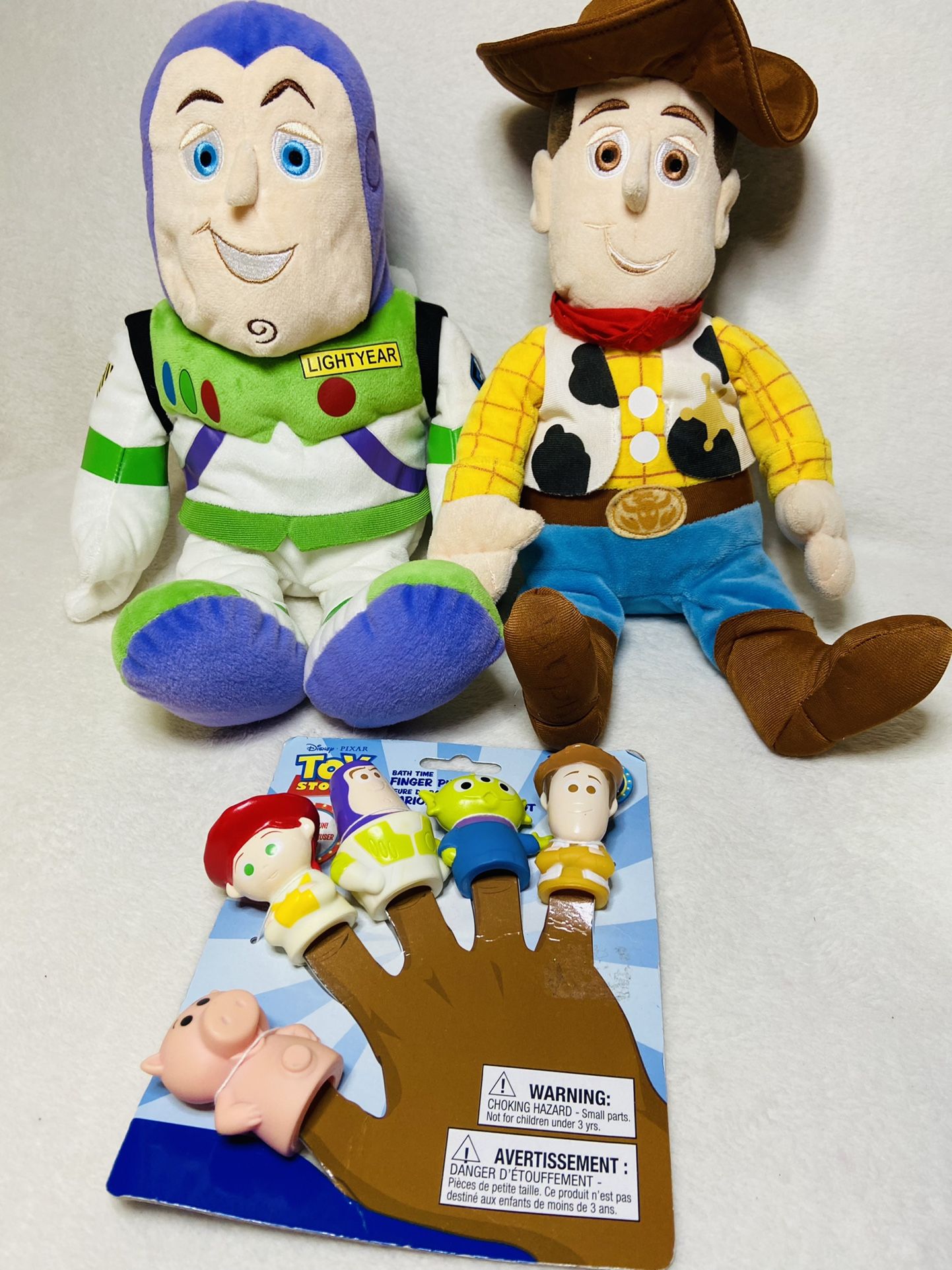 Toy Story Buzz and Woody Cute Plushes + Toy Story Finger Puppets