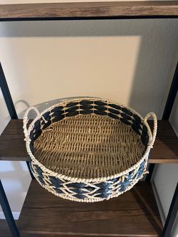 Round Woven Seagrass Basket with Handles
