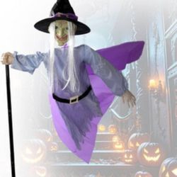 Flying Witch With Broom Halloween 