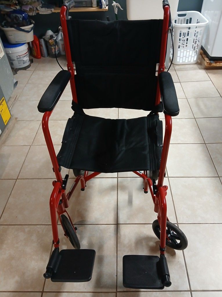 Expedition Red Transport Wheelchair w/ Handbrakes