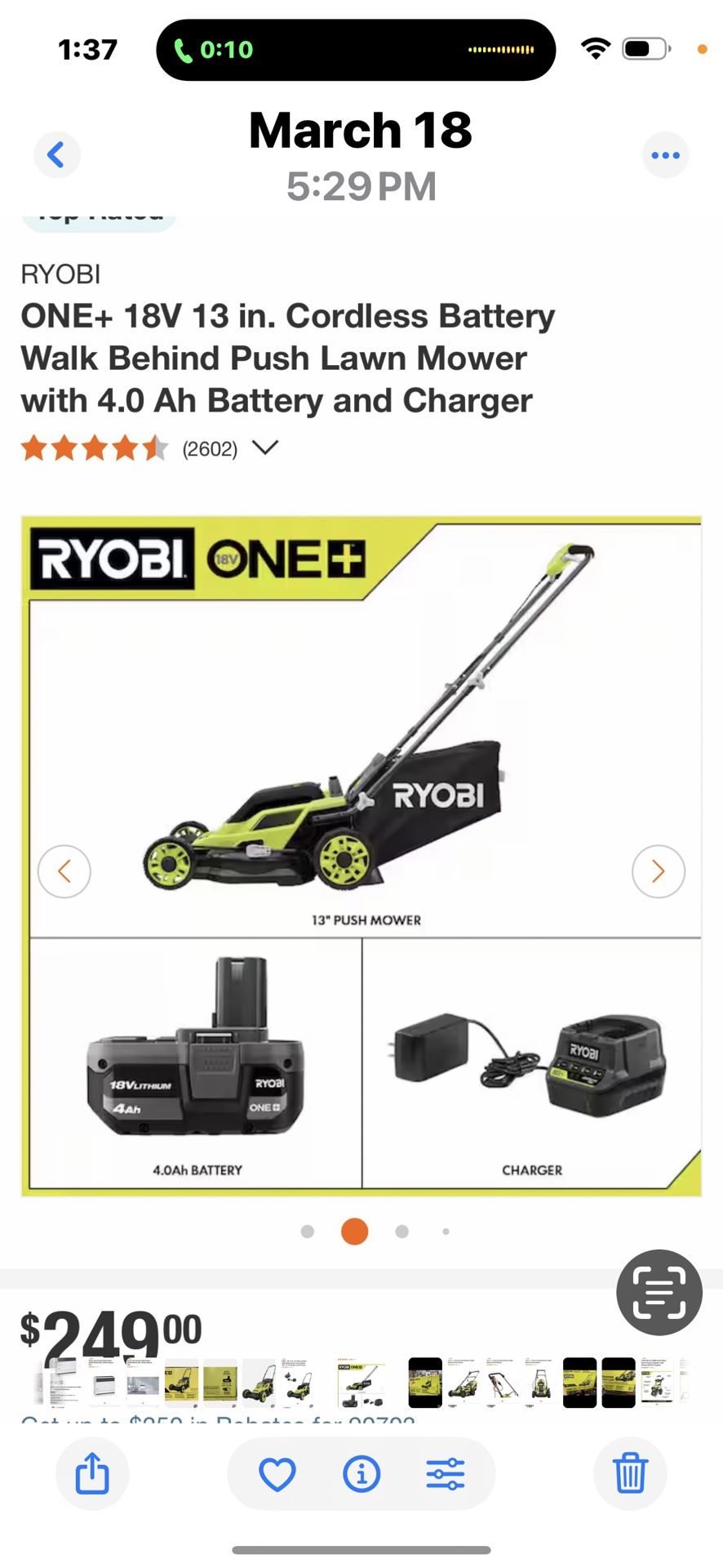 Lawn Mower 1 Battery + Charger