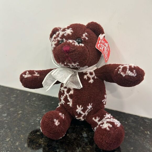 GUND Bear Noel -CHRISTMAS BEAR GOTTA GETTA 8733-Size 8" TALL Burgundy