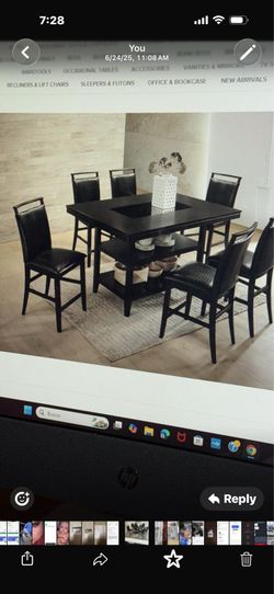 Black table and 6 leather seats