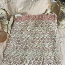 Cottage Core Cottage Floral Print And Lace Tote Bag, Handmade 