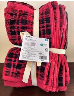 6 pc Sonoma Red Plaid Bath Towel Set