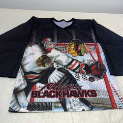 CHICAGO BLACKHAWKS CCM VINTAGE HOCKEY JERSEY Mens SMALL 90'S GOALIE GRAPHIC NHL