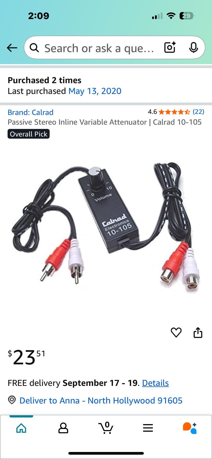 Calrad Inline Audio Attenuator