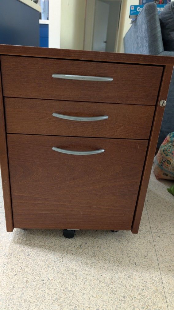 Short Wooden filing Cabinet On Wheels
