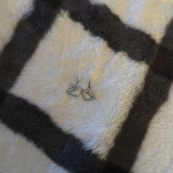 swarovski swan blue and silver dangle earrings