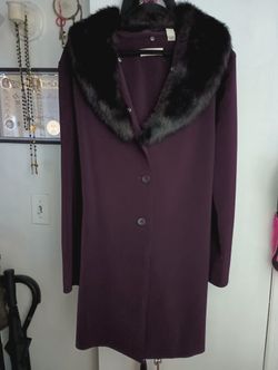 Amanda Smith.. Vintage 90s Removable Faux Fur Collar Purple Velvet.