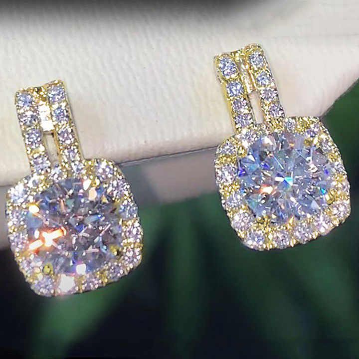 "925 Silver Plated Simple CZ Diamond Stud Earrings For Women, HA4033

