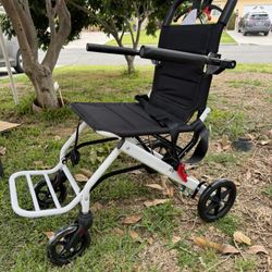 Lightweight Elderly  Foldable Transport Wheelchair   w/ Handbrakes, Up To 200lbs