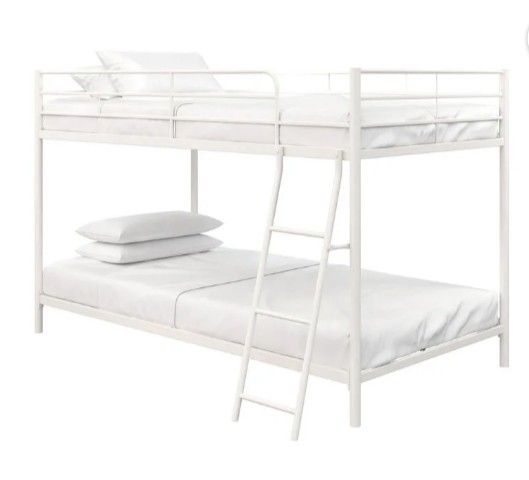 White Twin Over Twin Metal Bed