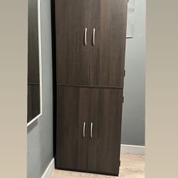 Dark Brown Storage Cabinet With Free Mirror