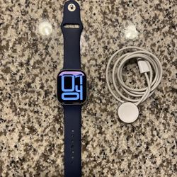 Apple Watch Series 10 GPS 46mm Silver With Small/medium Blue Band 99% Battery Health Works Great 