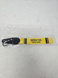 Invicta Leather Keychain Black Yellow Lever Clip Luxury EDC Key Holder