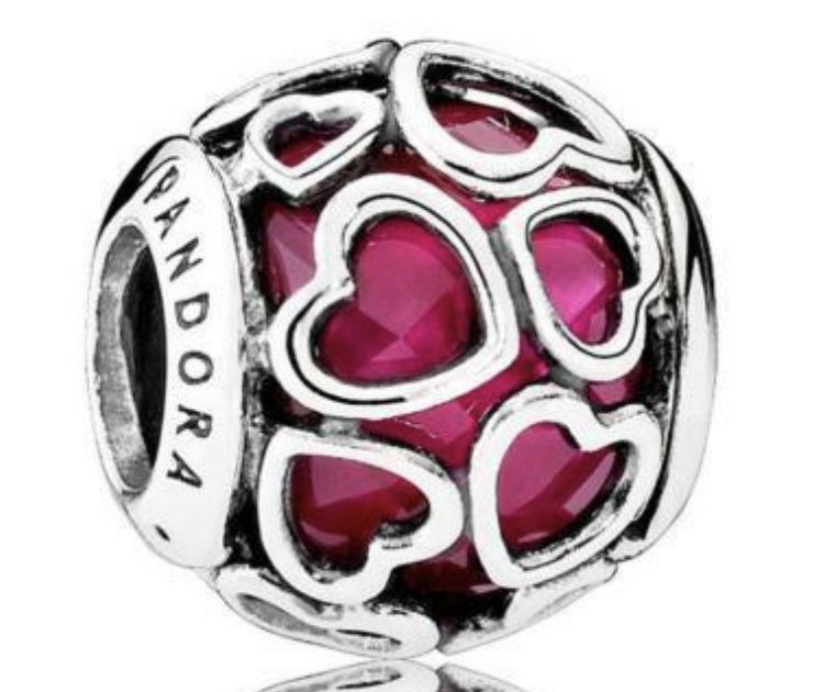 Pandora Sterling Silver Charm Cerise Pink Heart Retired 