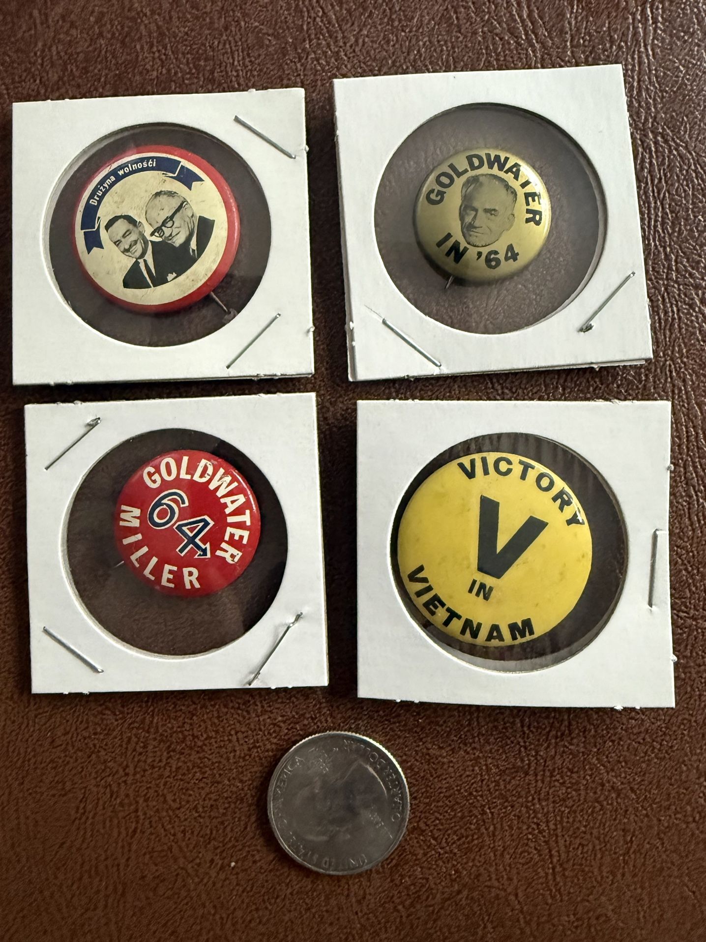1964 Presidential Campaign Goldwater Miller Pins Buttons Vintage