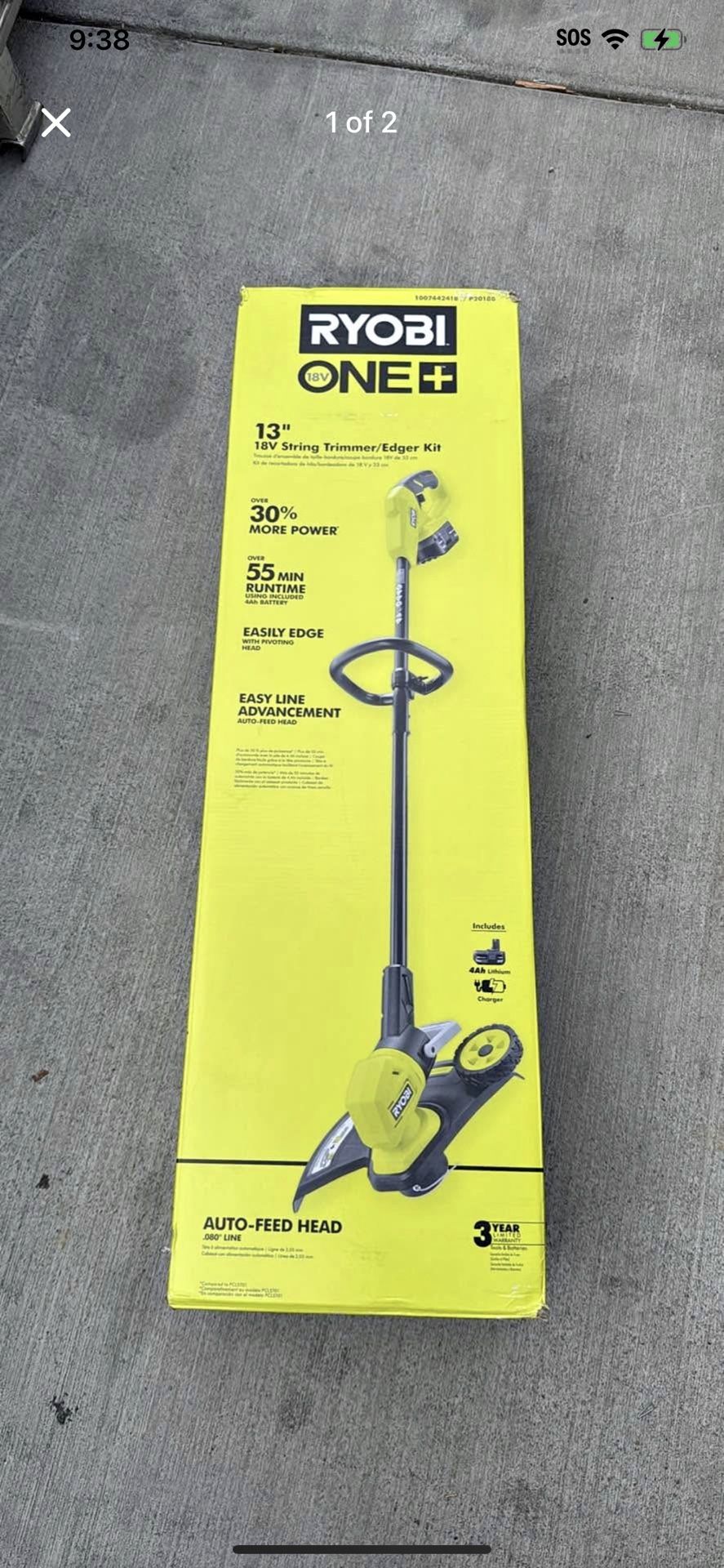 Ryobi RYOBI ONE+ 18V 13 in. Cordless Battery String Trimmer/Edger with 4.0 Ah Battery and Charger
