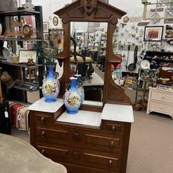 Antique Victorian Marble Top Dresser