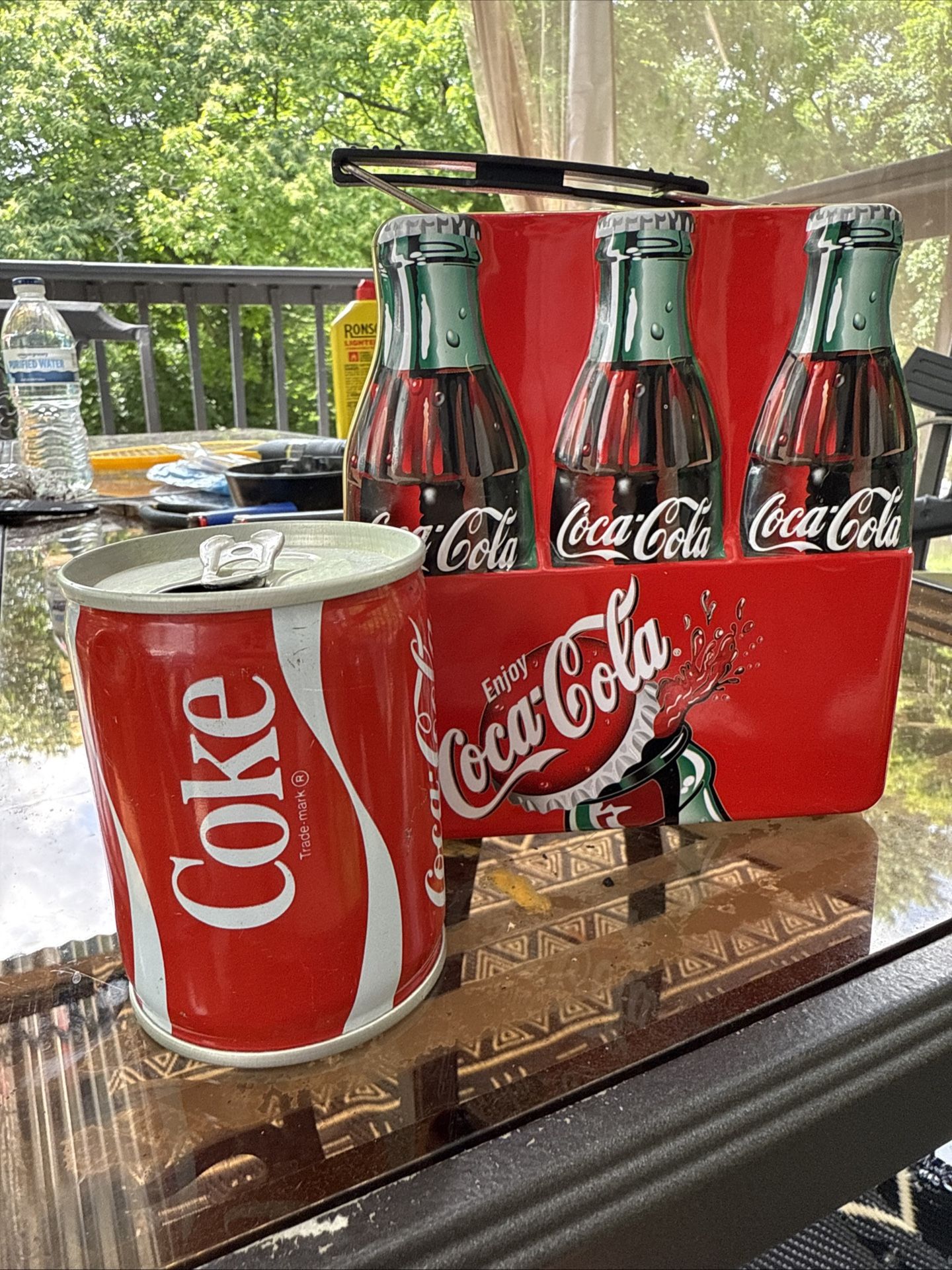 8 oz Coca Cola soda can, bottom opened