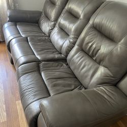 Cardi’s Faux Leather Couch With Recliners 