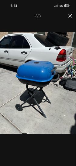 Blue Portable Charcoal BBQ Grill – Outdoor Patio Grill
